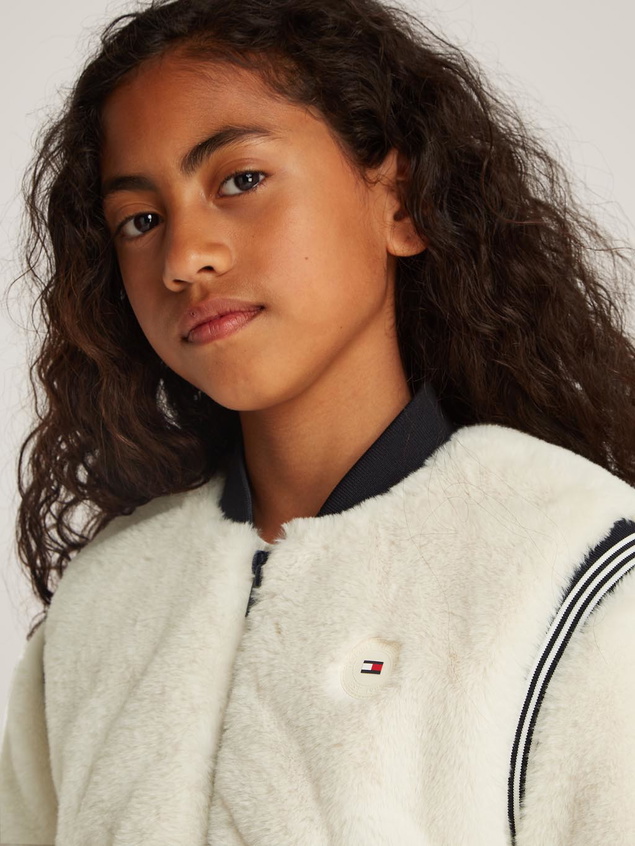 Tommy Hilfiger kids girls fur jacket winterjas in de kleur calico creme