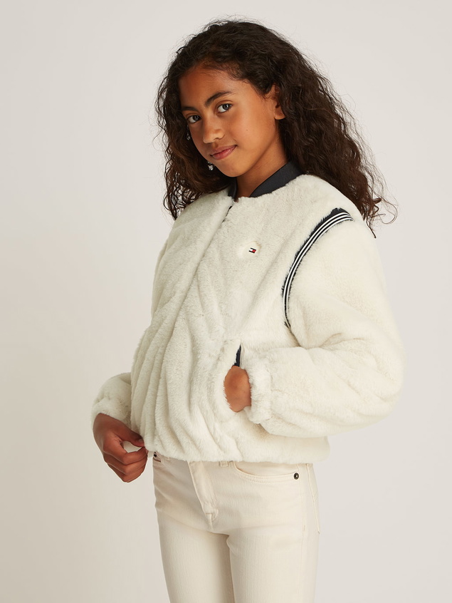 Tommy Hilfiger kids girls fur jacket winterjas in de kleur calico creme