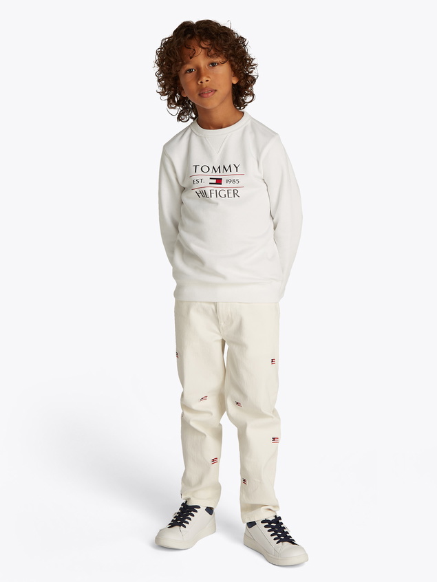 Tommy Hilfiger boys tommy flag hilfiger sweatshirt in de kleur white wit