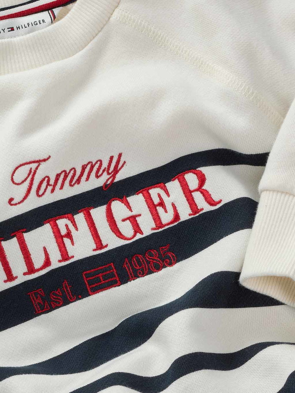 Tommy Hilfiger girls tommy script sweatshirt stripe off white/navy
