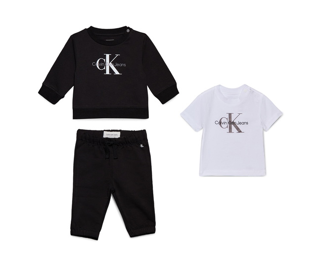 Calvin klein baby 3-delige set monogram starter giftset in de kleur zwart