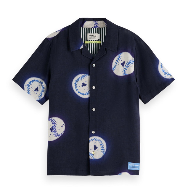 Scotch and Soda boys viscose blouse met baseballs in de kleur dark navy blauw