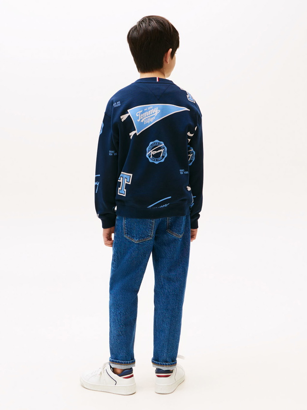 Tommy Hilfiger kids boys all over printed sweater trui in de kleur dark navy