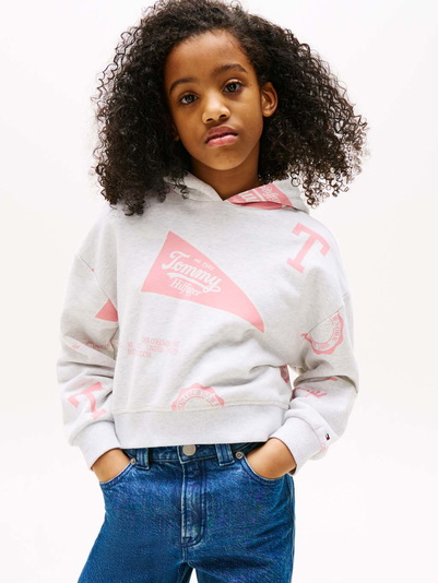 Tommy Hilfiger kids girls hooded sweatshirt sweater in de kleur grijs/roze