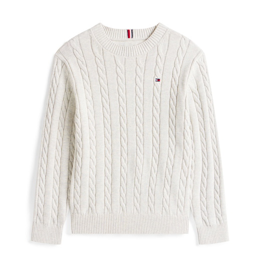 Tommy Hilfiger kids kabeltrui fijngebreide sweater in de kleur grey heather zachtgrijs