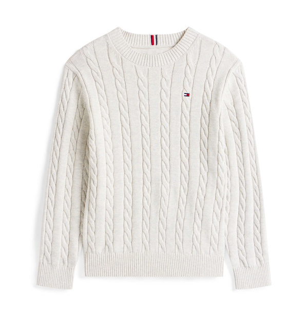 Tommy Hilfiger kids kabeltrui fijngebreide sweater in de kleur grey heather zachtgrijs