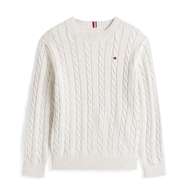 Tommy Hilfiger kids kabeltrui fijngebreide sweater in de kleur grey heather zachtgrijs