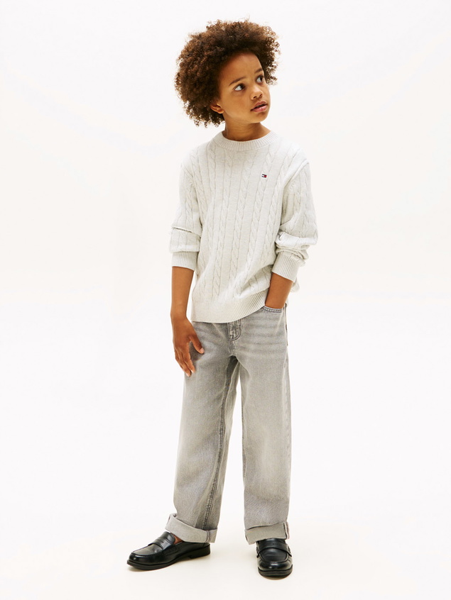 Tommy Hilfiger kids kabeltrui fijngebreide sweater in de kleur grey heather zachtgrijs