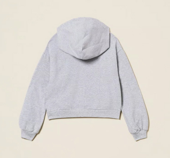Twinset Milano girls hoodie sweater trui met logo print in de kleur zachtgrijs