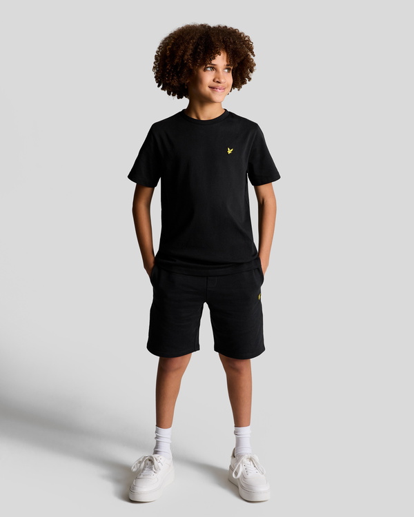 Lyle and Scott kids unisex plain t-shirt met mini logo in de kleur zwart
