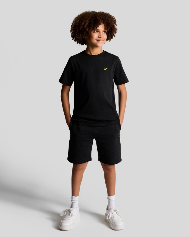 Lyle and Scott kids unisex plain t-shirt met mini logo in de kleur zwart