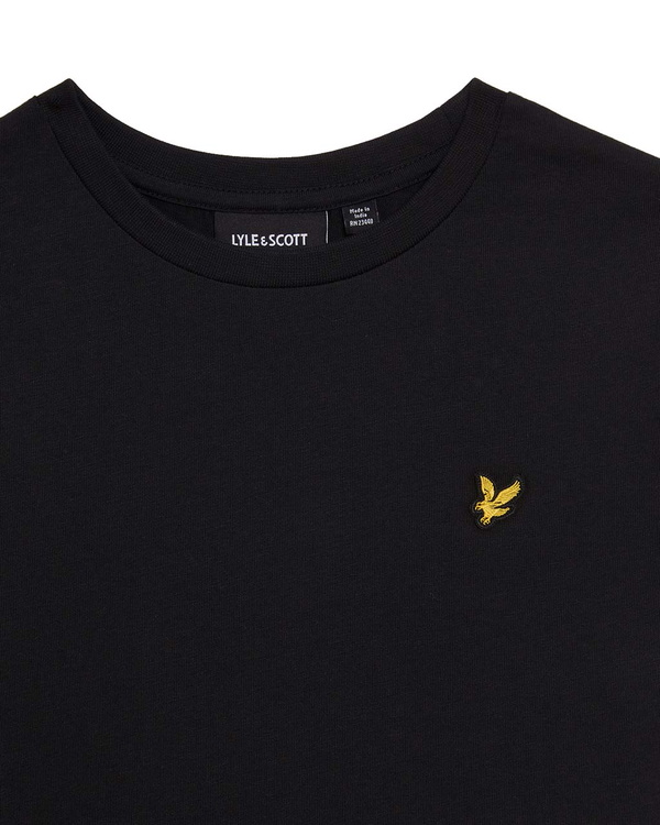 Lyle and Scott kids unisex plain t-shirt met mini logo in de kleur zwart