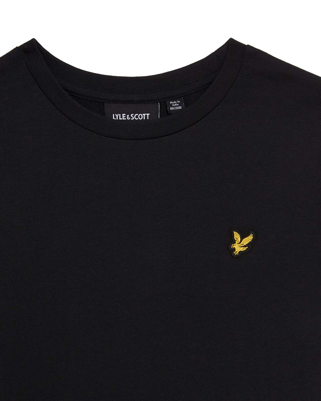 Lyle and Scott kids unisex plain t-shirt met mini logo in de kleur zwart