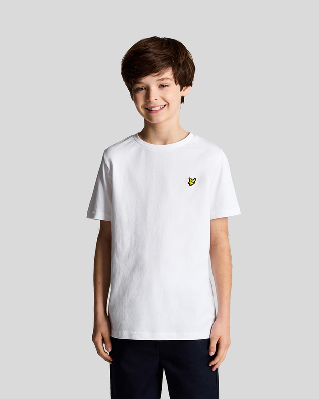 Lyle and Scott kids unisex plain t-shirt met mini logo in de kleur wit