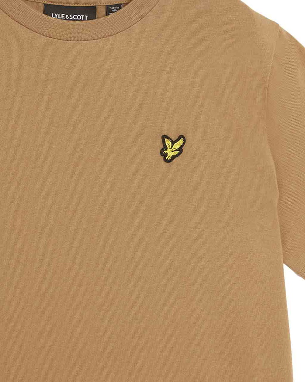 Lyle and Scott kids unisex plain t-shirt met mini logo in de kleur roestoranje