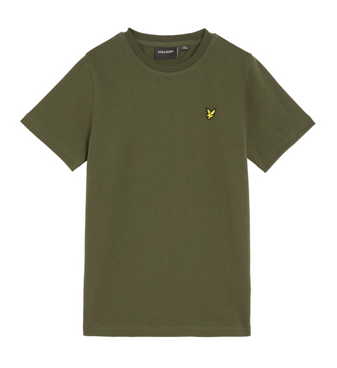 Lyle and Scott kids unisex plain t-shirt met mini logo in de kleur deep dephts donkergroen