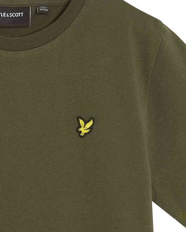 Lyle and Scott kids unisex plain t-shirt met mini logo in de kleur deep dephts donkergroen