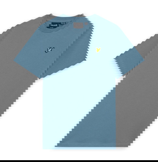 Lyle and Scott kids unisex plain t-shirt met mini logo in de kleur ocean sky blauw