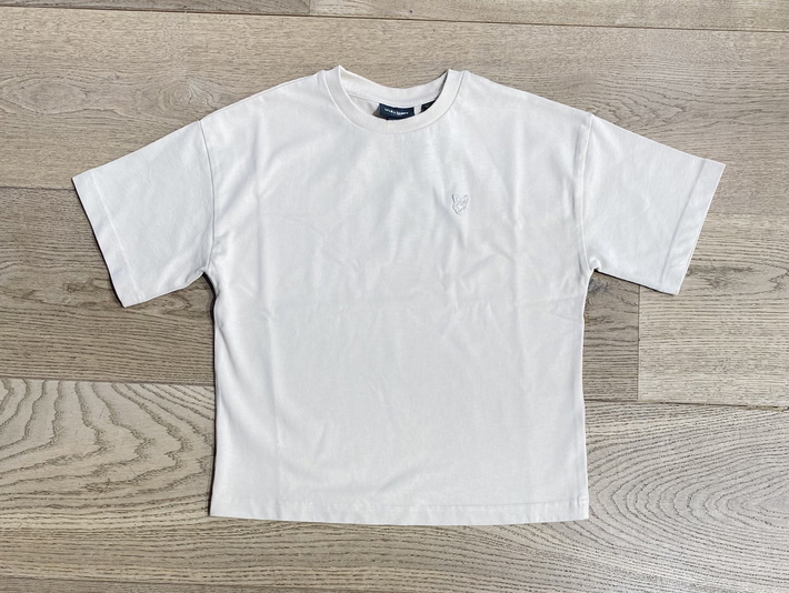 Lyle and Scott kids unisex t-shirt met mini logo in de kleur putty creme