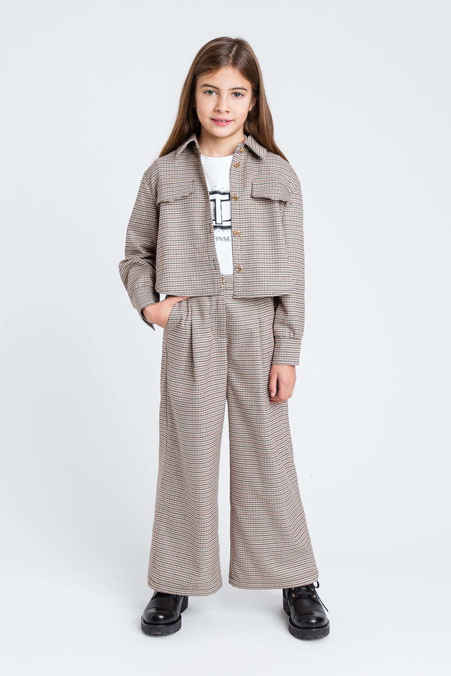 Twinset Milano girls geruit jasje in de kleur bruin/beige