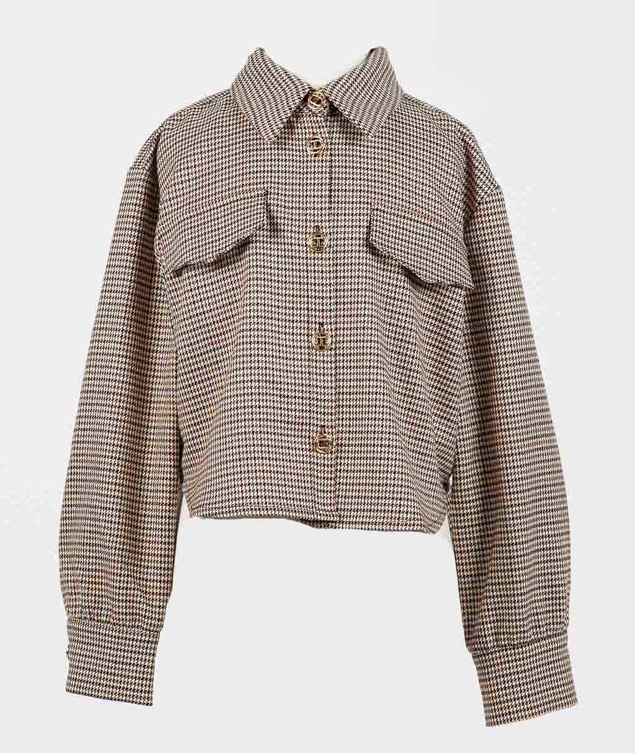 Twinset Milano girls geruit jasje in de kleur bruin/beige