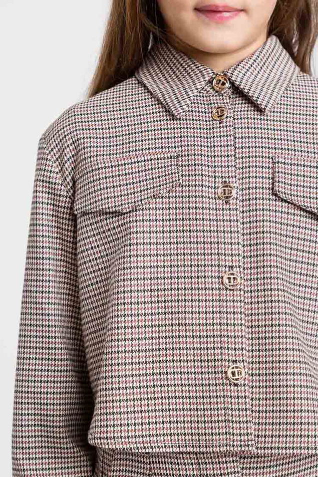 Twinset Milano girls geruit jasje in de kleur bruin/beige