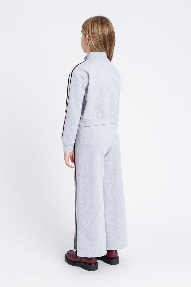 Twinset Milano girls 2-delig pak van zachte sweatstof met bies in de kleur lichtgrijs