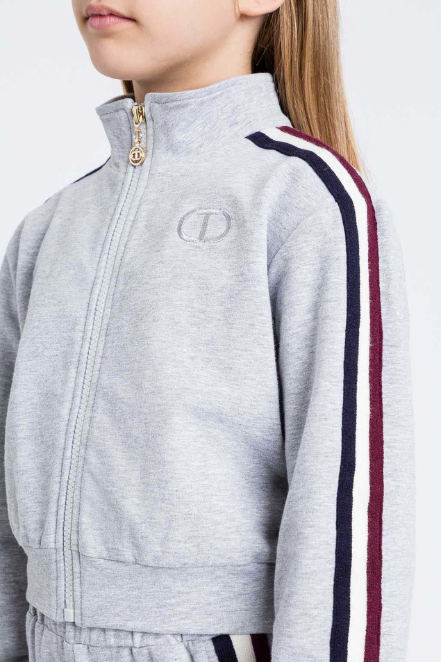 Twinset Milano girls 2-delig pak van zachte sweatstof met bies in de kleur lichtgrijs