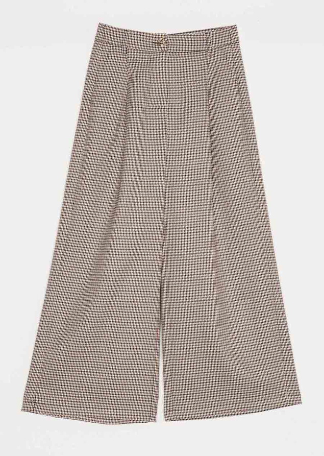 Twinset Milano girls wide fit geruite pantalon broek in de kleur bruin/beige