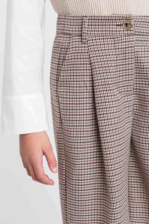 Twinset Milano girls wide fit geruite pantalon broek in de kleur bruin/beige