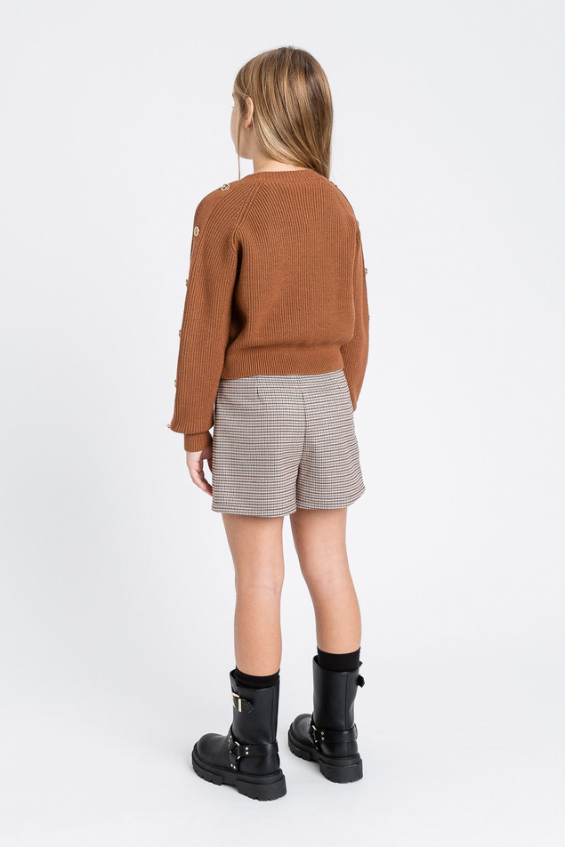 Twinset Milano girls geruite short korte broek in de kleur bruin/beige