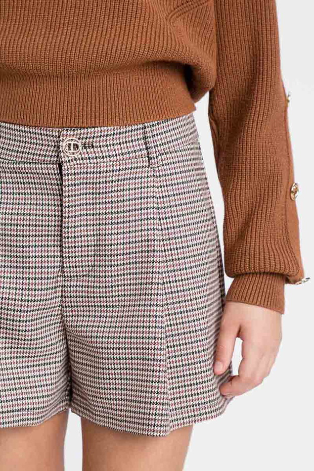 Twinset Milano girls geruite short korte broek in de kleur bruin/beige