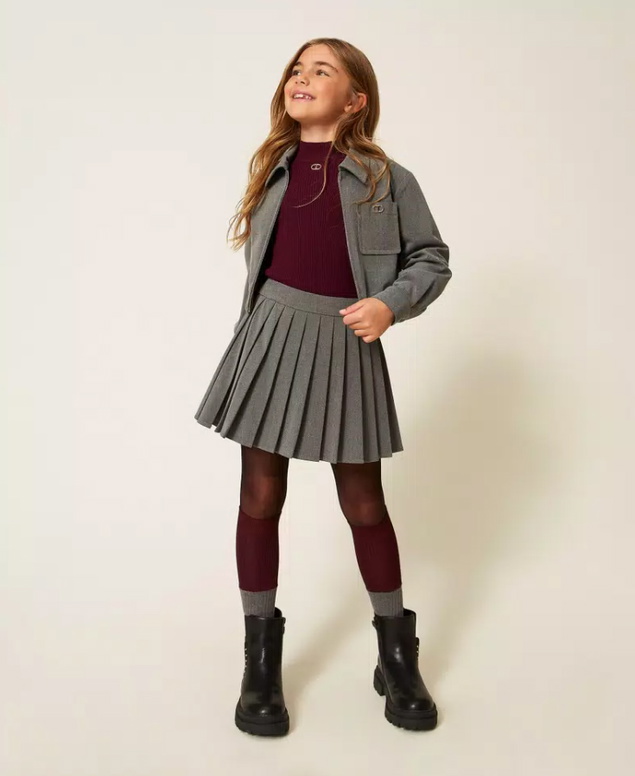 Twinset Milano girls plisee rok in de kleur grijs