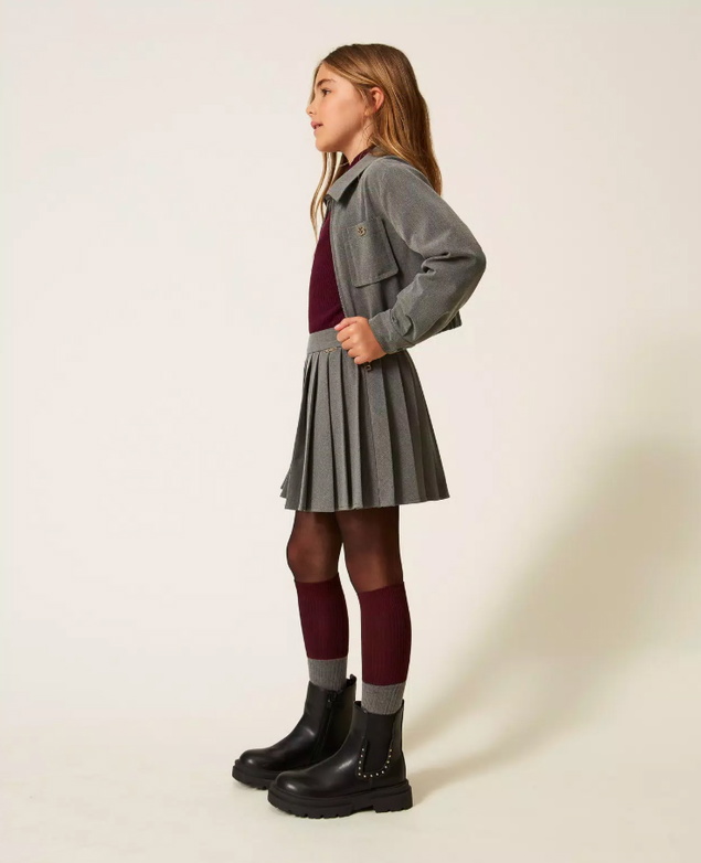 Twinset Milano girls plisee rok in de kleur grijs