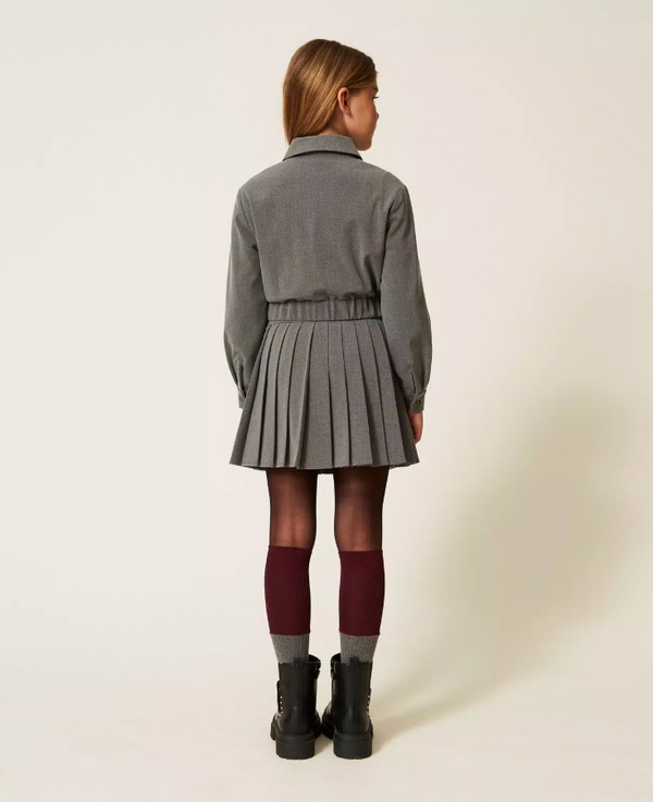 Twinset Milano girls plisee rok in de kleur grijs