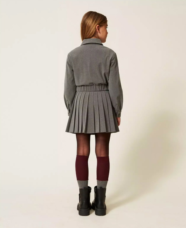 Twinset Milano girls plisee rok in de kleur grijs