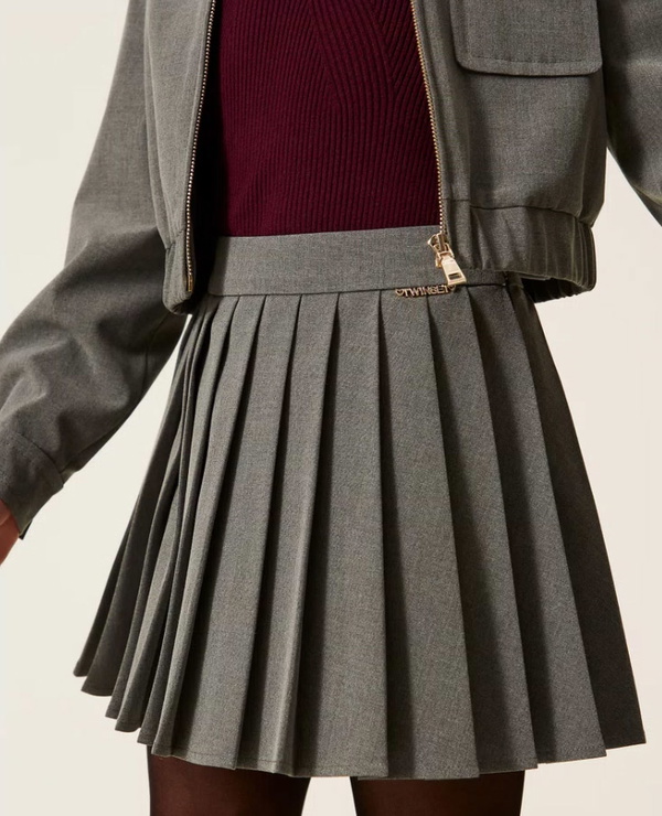 Twinset Milano girls plisee rok in de kleur grijs