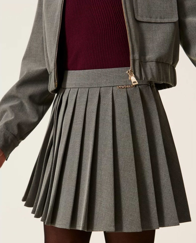 Twinset Milano girls plisee rok in de kleur grijs