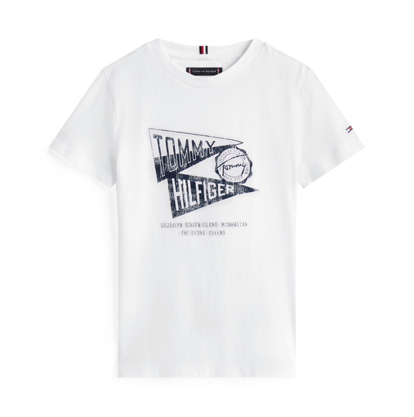 Tommy Hilfiger kids boys textured graphic print tee t-shirt in de kleur wit