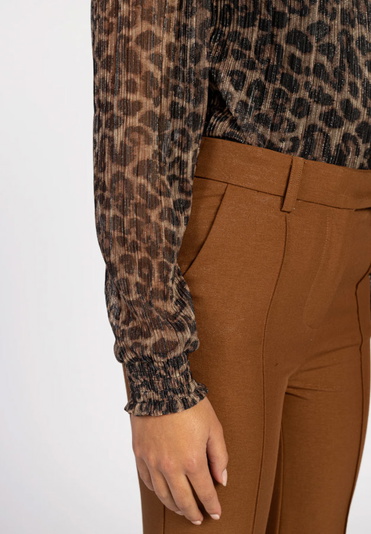 AI&KO girls Tory animal top plisee in de kleur glitter bruin/zwart