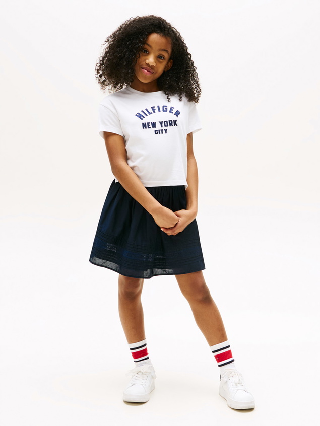 Tommy hilfiger kids girls satin applique t-shirt in de kleur wit