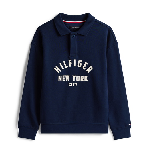 Tommy hilfiger kids boys longsleeve polo graphic sweatshirt in de kleur navy donkerblauw