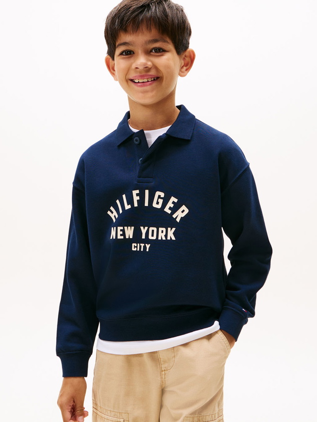 Tommy hilfiger kids boys longsleeve polo graphic sweatshirt in de kleur navy donkerblauw