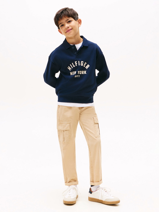Tommy hilfiger kids boys longsleeve polo graphic sweatshirt in de kleur navy donkerblauw