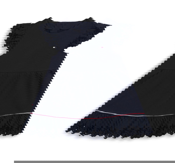 Tommy Hilfiger kids girls broderie anglaise dress jurk in de kleur dark navy donkerblauw
