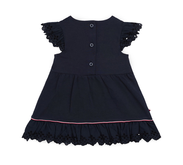 Tommy Hilfiger kids girls broderie anglaise dress jurk in de kleur dark navy donkerblauw