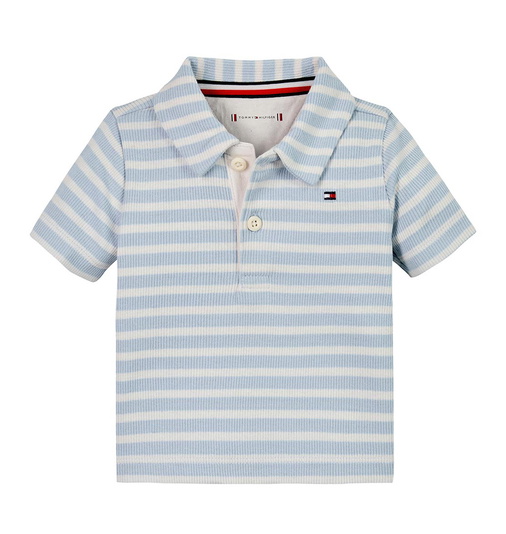 Tommy Hilfiger kids boys striped polo shirt in de kleur lichtblauw/wit