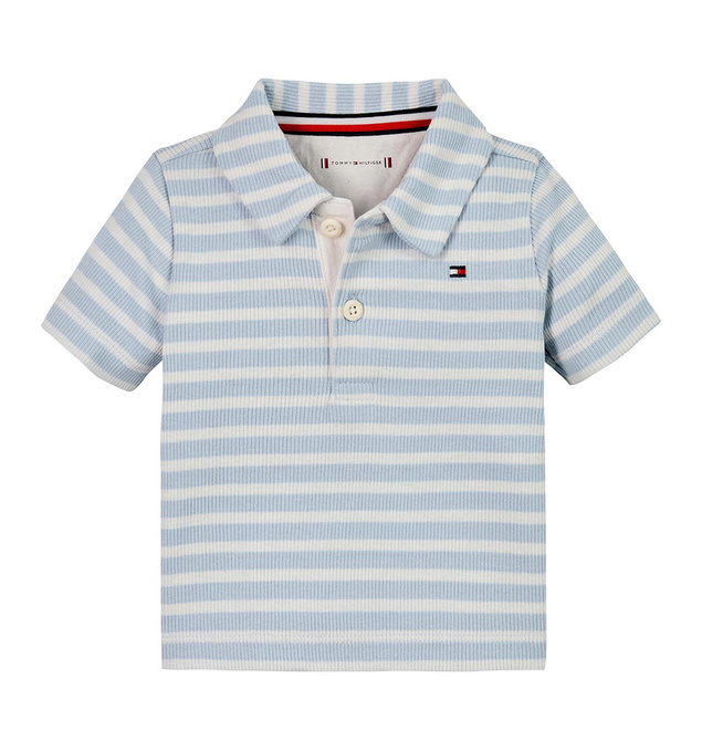 Tommy Hilfiger kids boys striped polo shirt in de kleur lichtblauw/wit