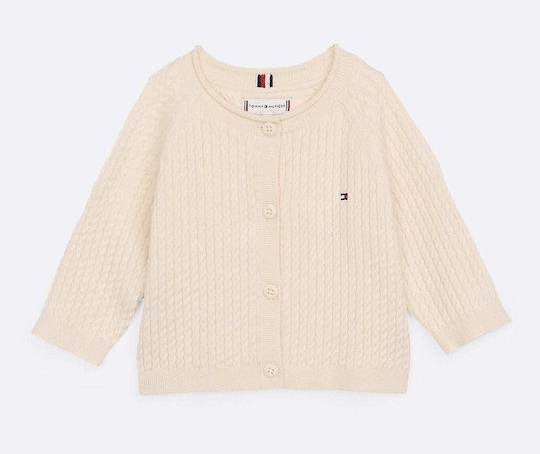 Tommy Hilfiger girls baby kabel vestje in de kleur creme