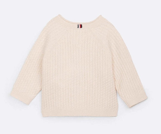 Tommy Hilfiger girls baby kabel vestje in de kleur creme